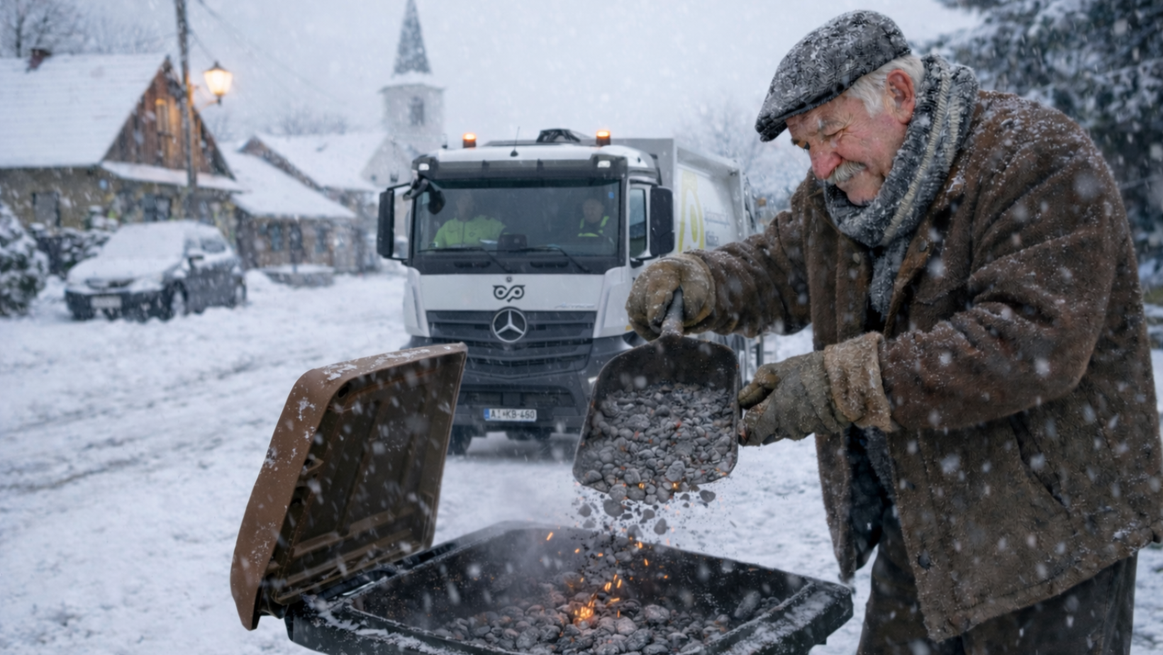Kukába parazsat öntő férfi
